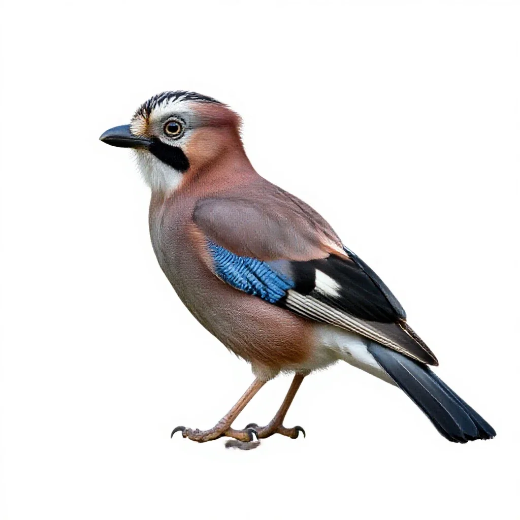 Jay with acorn isolated on a white background
