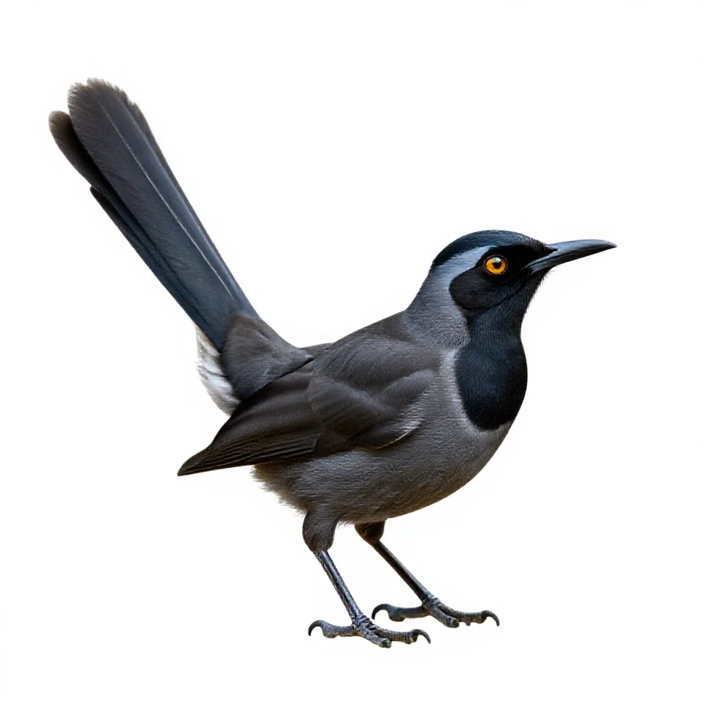 Lyrebird with its tail arched isolated on a white background