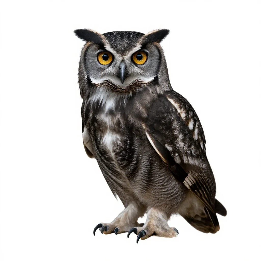 Morepork owl isolated on a white background