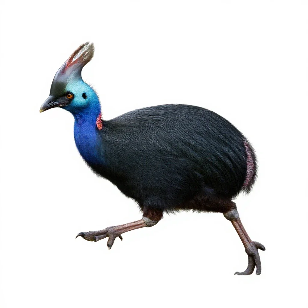 Pukeko mid-stride isolated on a white background