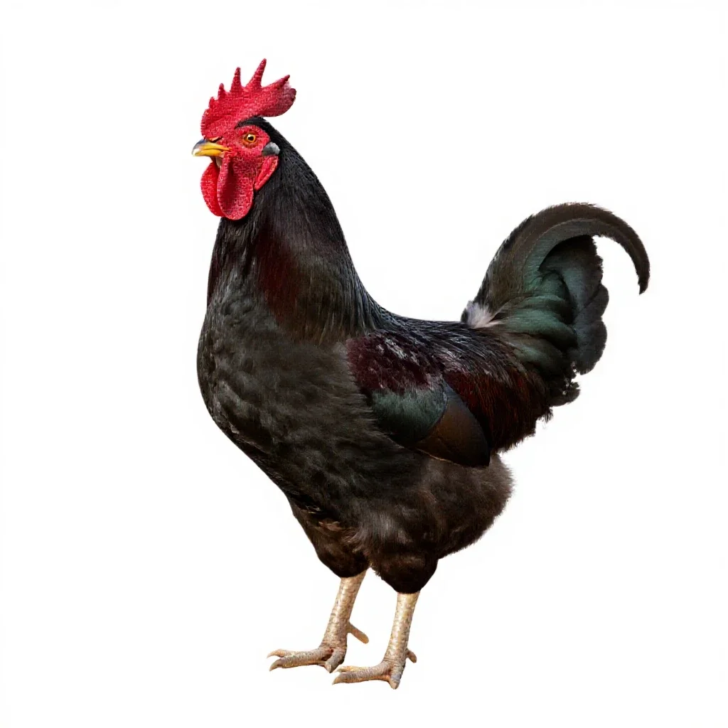 Rooster crowing isolated on a white background