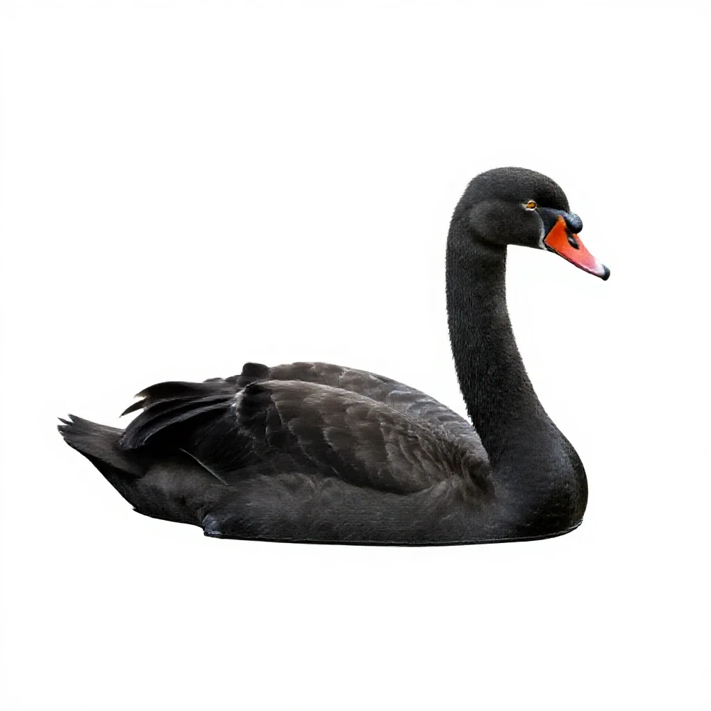 Swan gliding isolated on a white background
