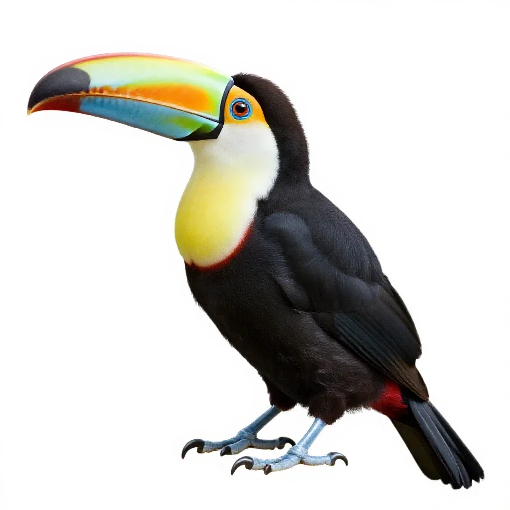Toucan with an oversized bill isolated on a white background