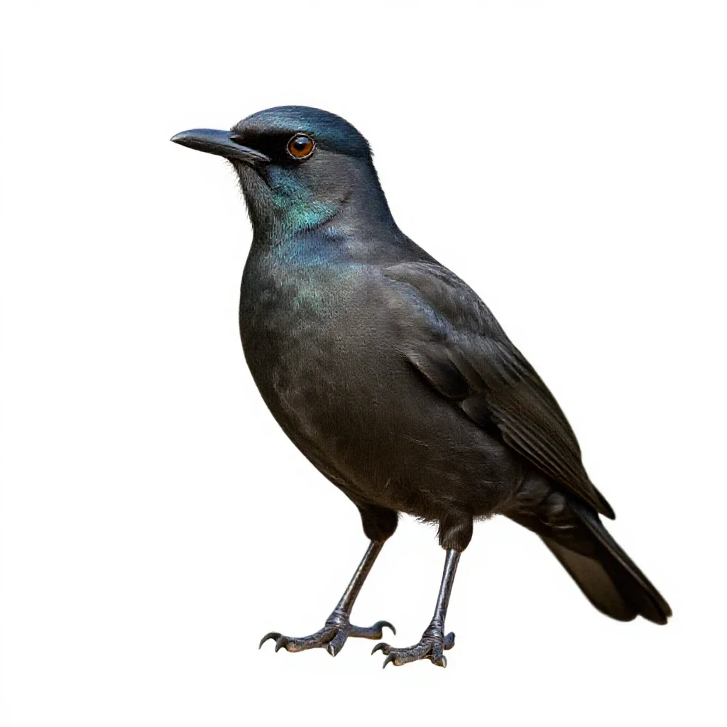 Tui with an iridescent throat isolated on a white background