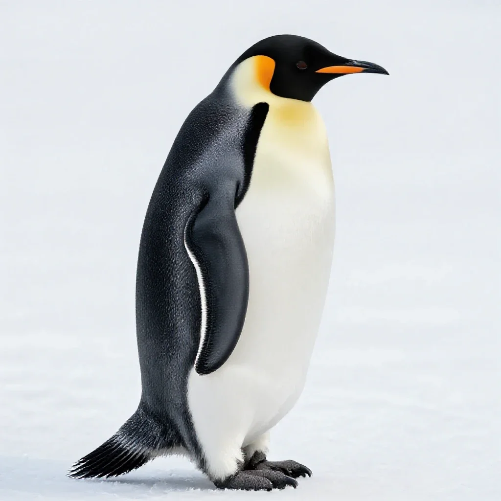 Emperor penguin with a chick isolated on a white background