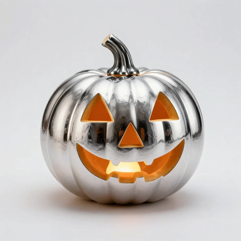 Carved pumpkin lantern isolated on a white background