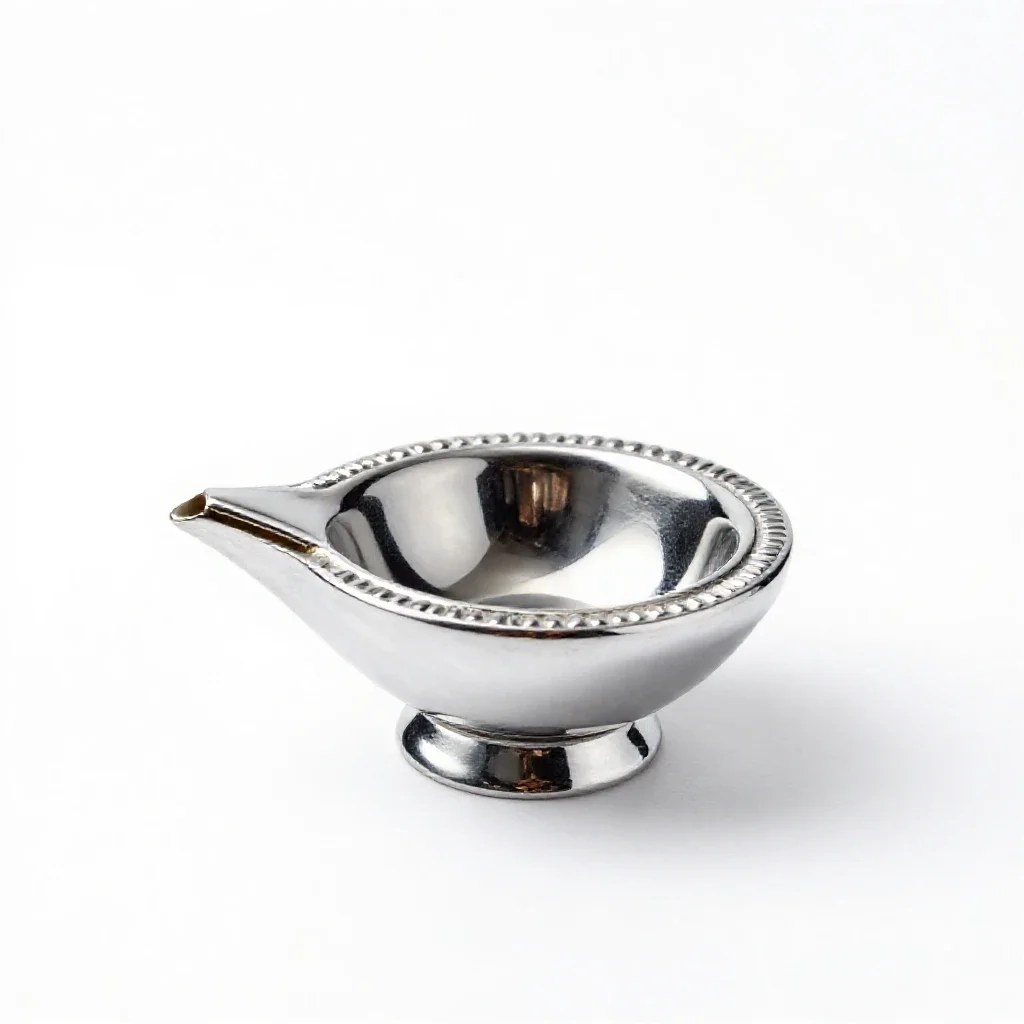 Diya oil lamp isolated on a white background