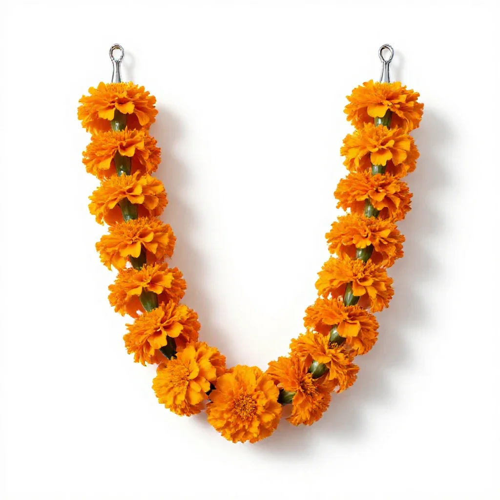Garland of marigolds isolated on a white background