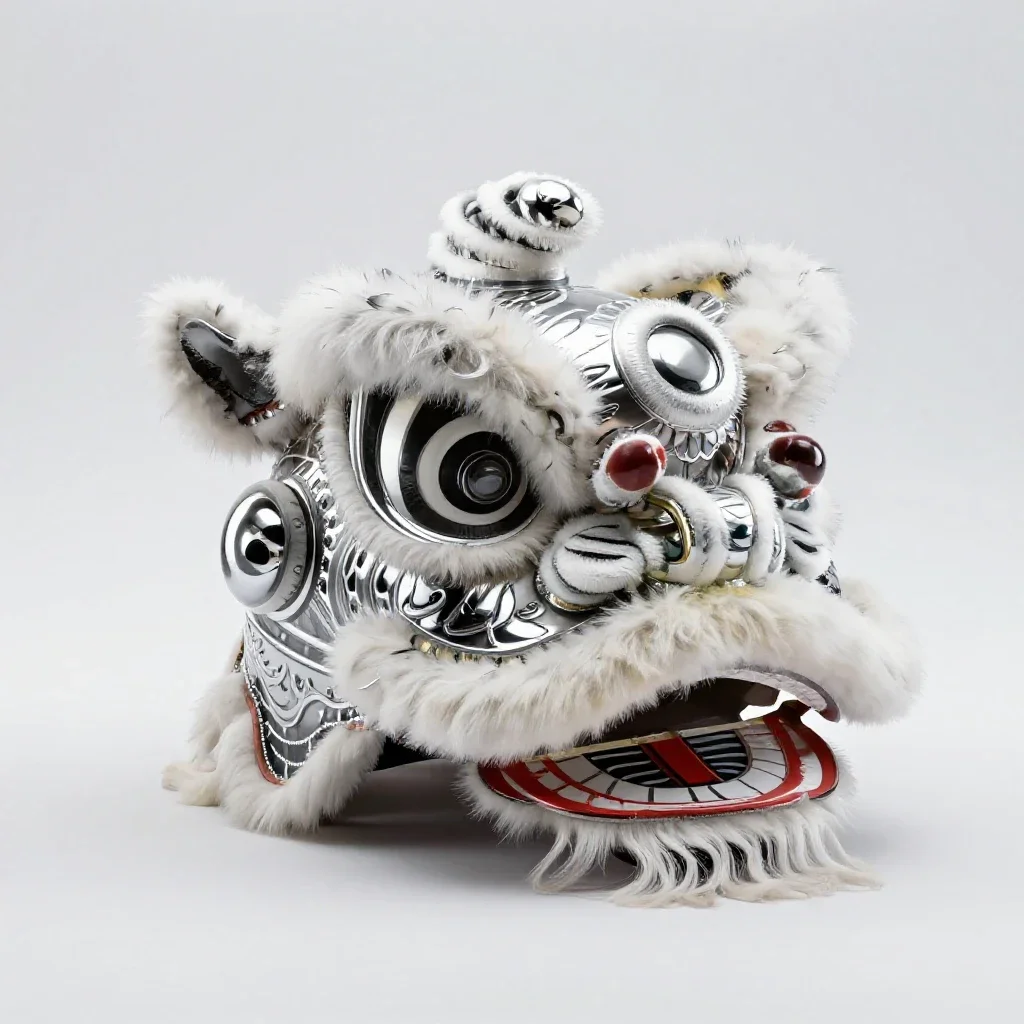 Lion dance head isolated on a white background