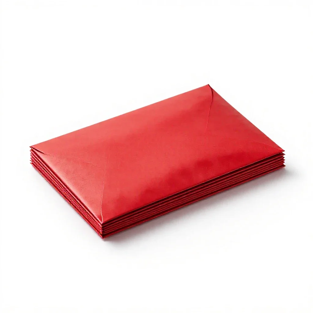 Red envelope stack isolated on a white background