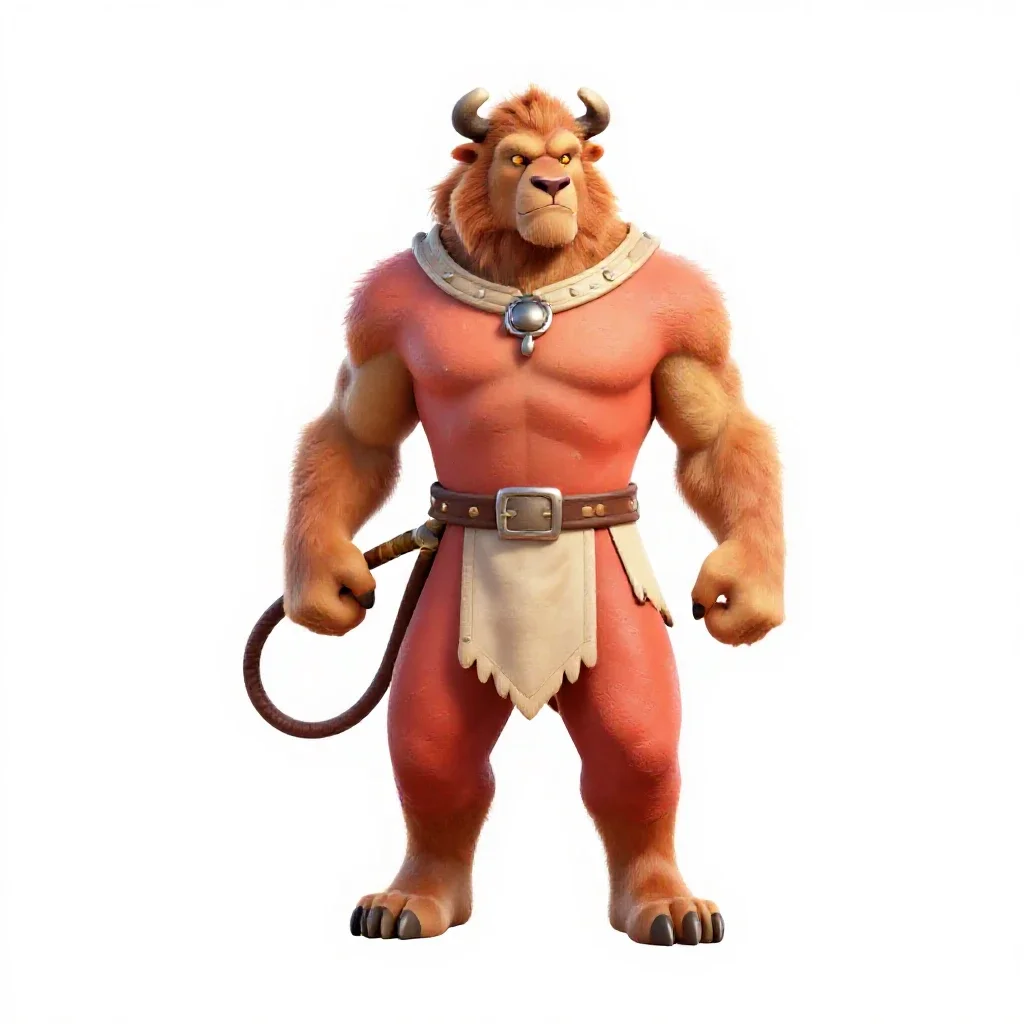Beast tamer with a whip isolated on a white background