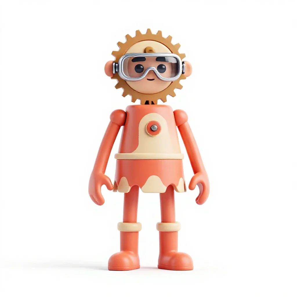 Clockwork tinkerer with goggles isolated on a white background