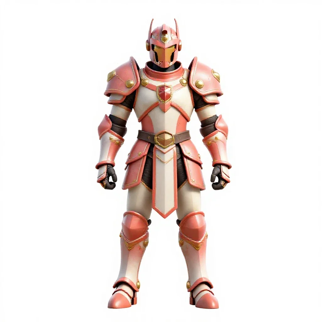 Heavily armoured paladin isolated on a white background