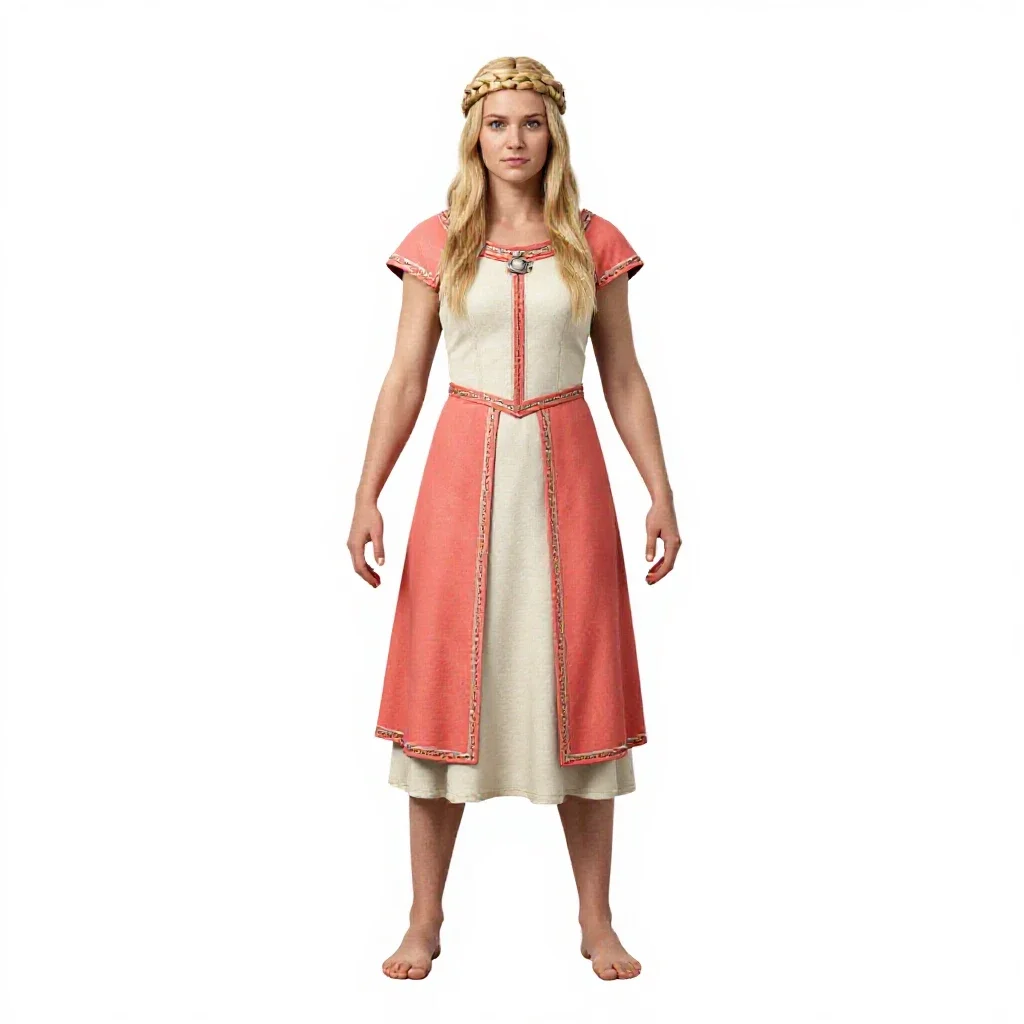 Shieldmaiden with a braided crown isolated on a white background
