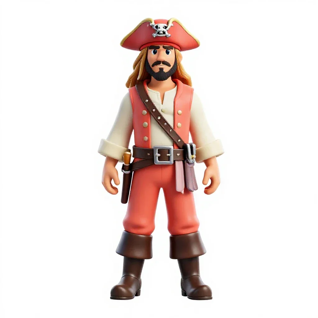Sky pirate captain isolated on a white background