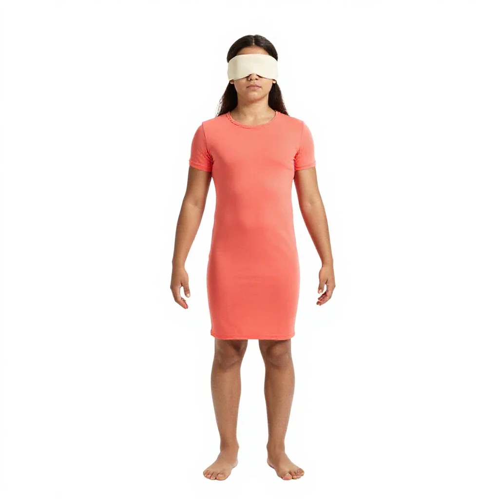 Oracle with blindfolded eyes isolated on a white background