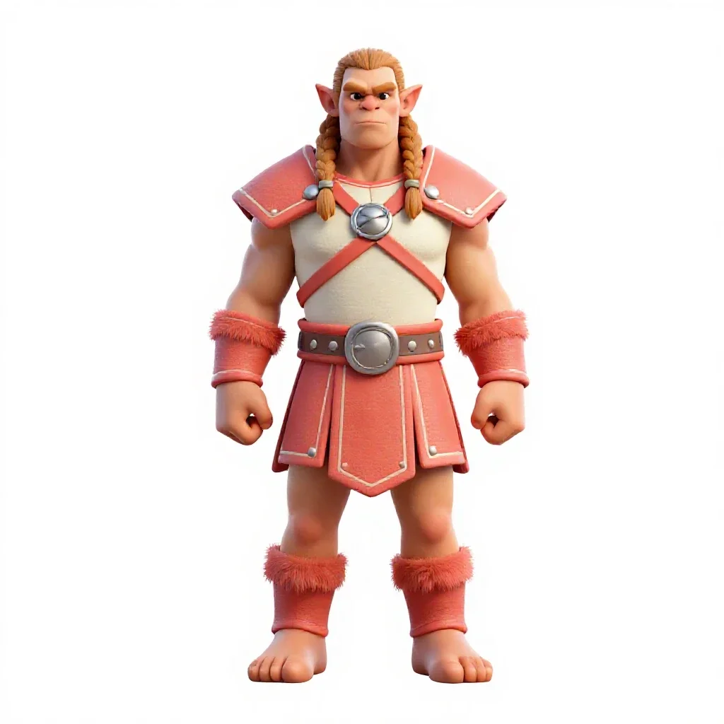 Orc chieftain with braided hair isolated on a white background