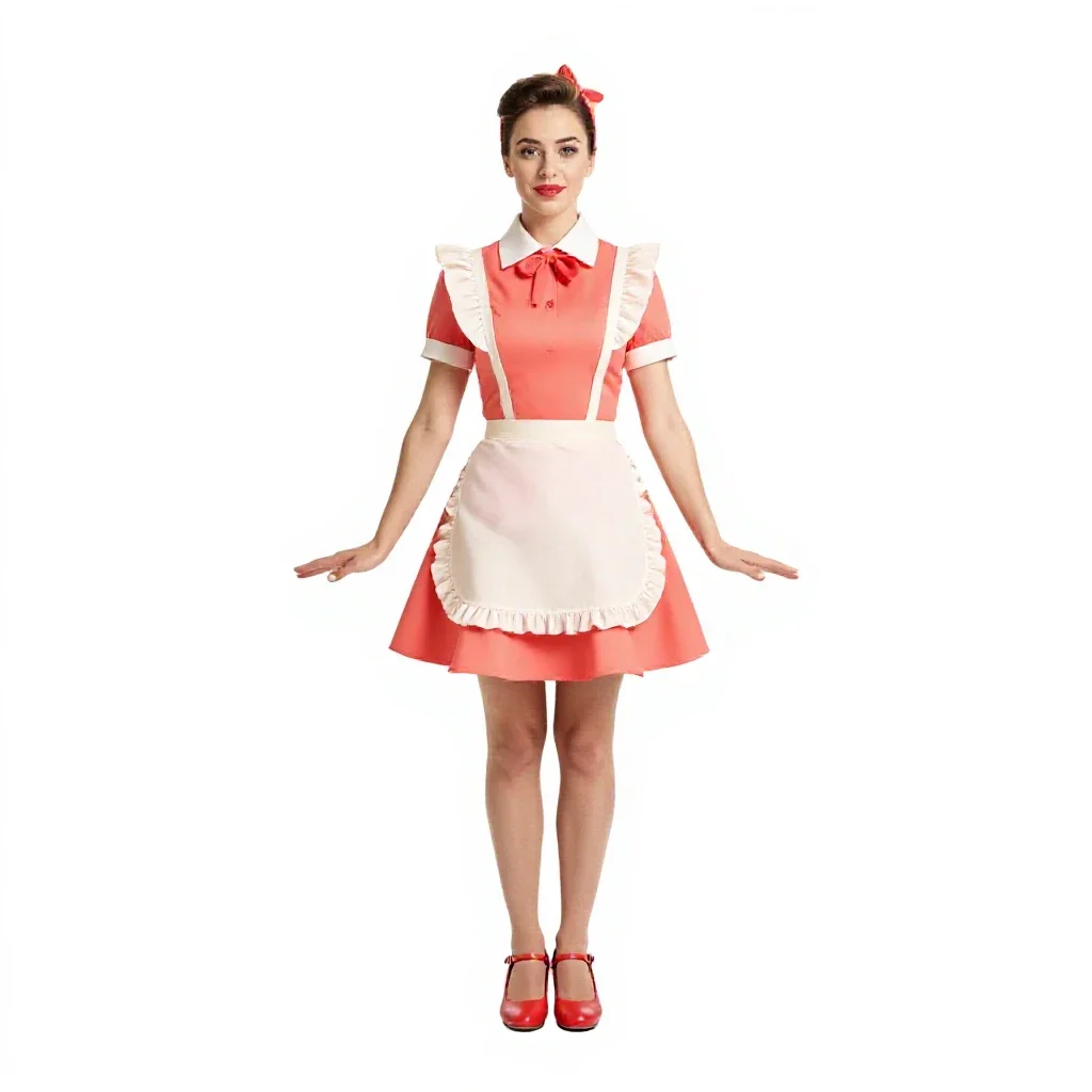 1950s diner waitress isolated on a white background