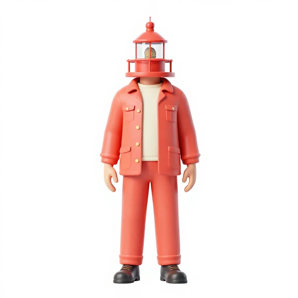 Lighthouse keeper of 1890 isolated on a white background