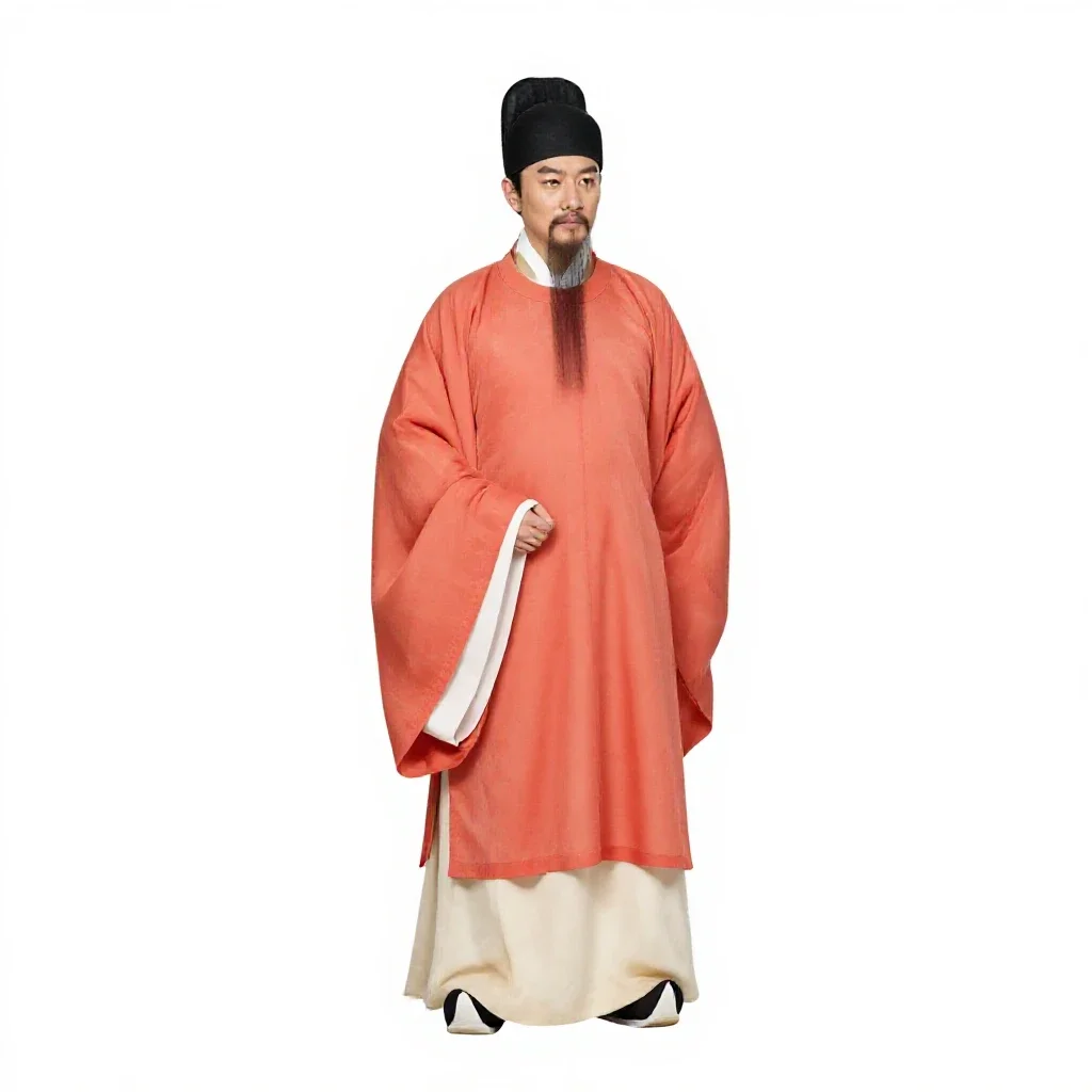 Ming dynasty scholar isolated on a white background
