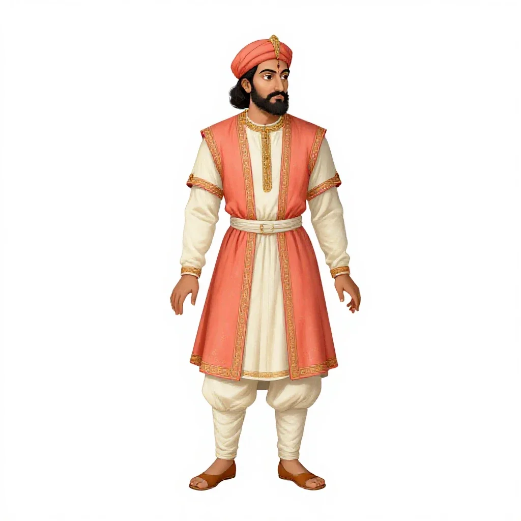 Mughal miniature painter isolated on a white background