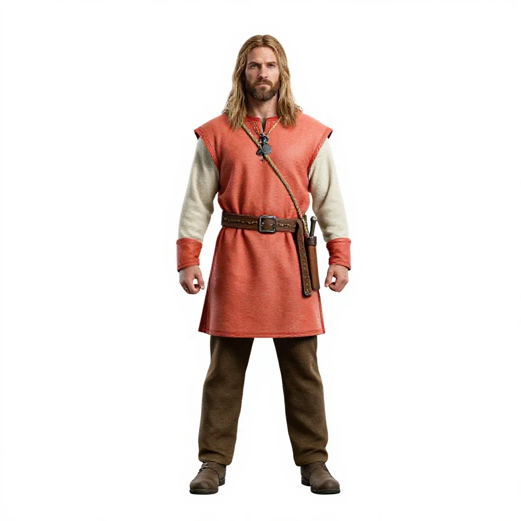 Norse seafarer with a rope isolated on a white background