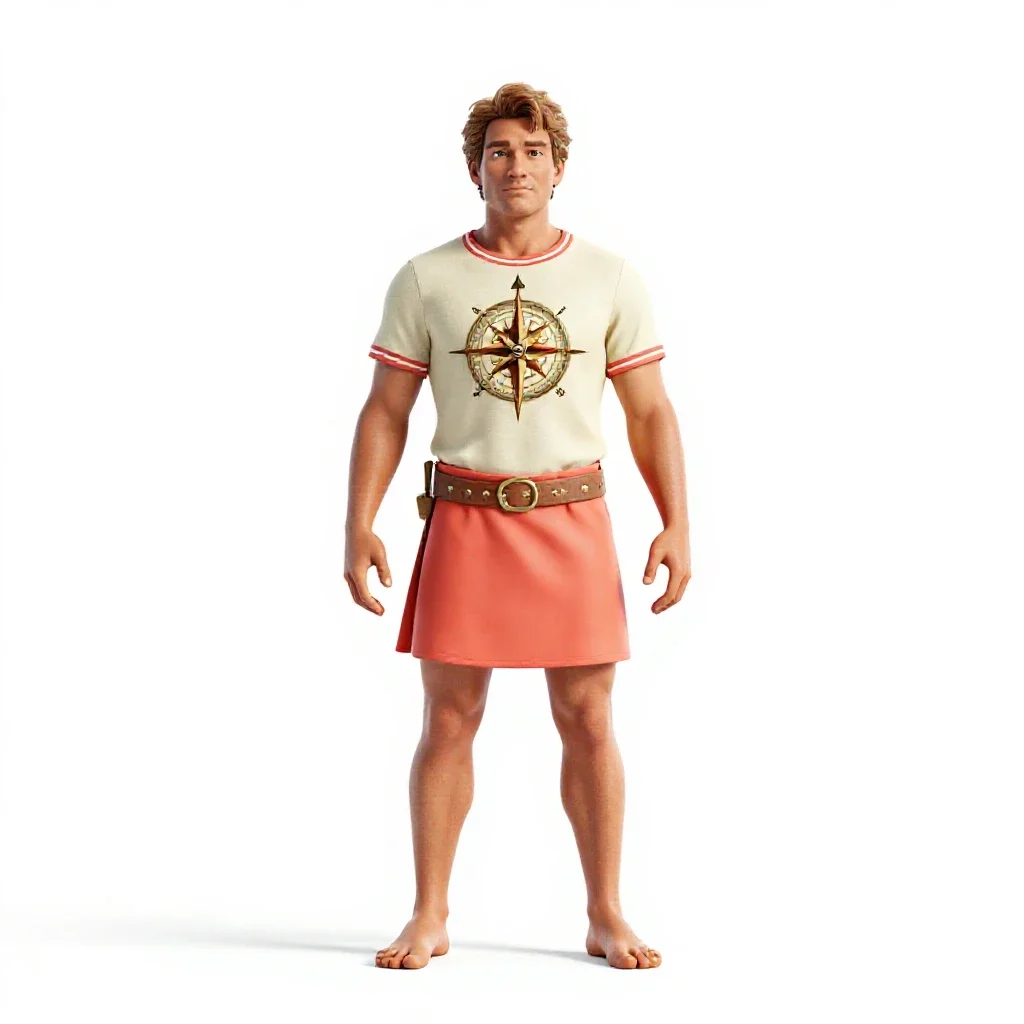 Pacific navigator with a star compass isolated on a white background