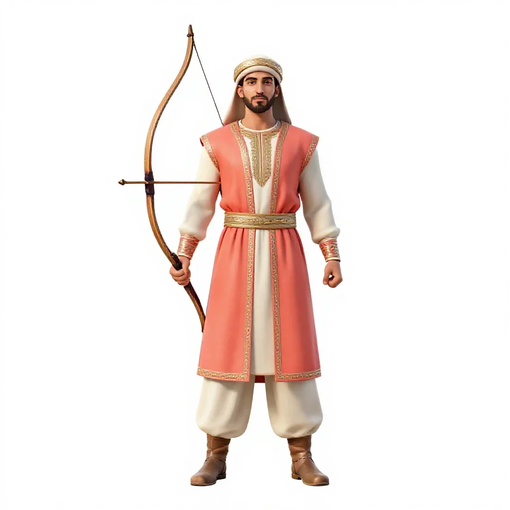 Persian archer isolated on a white background