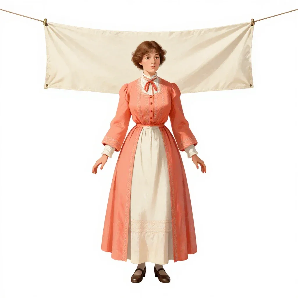 Suffragette with a banner isolated on a white background