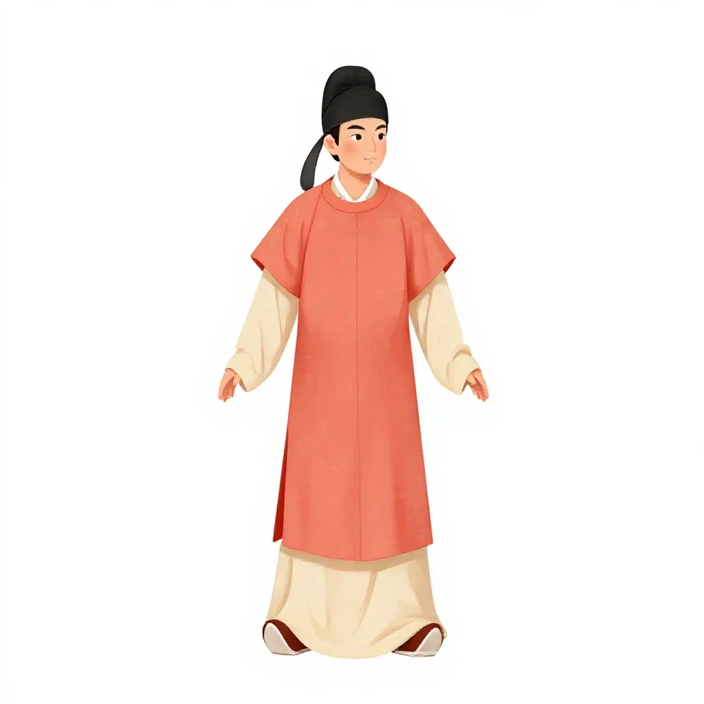 Tang dynasty court musician isolated on a white background
