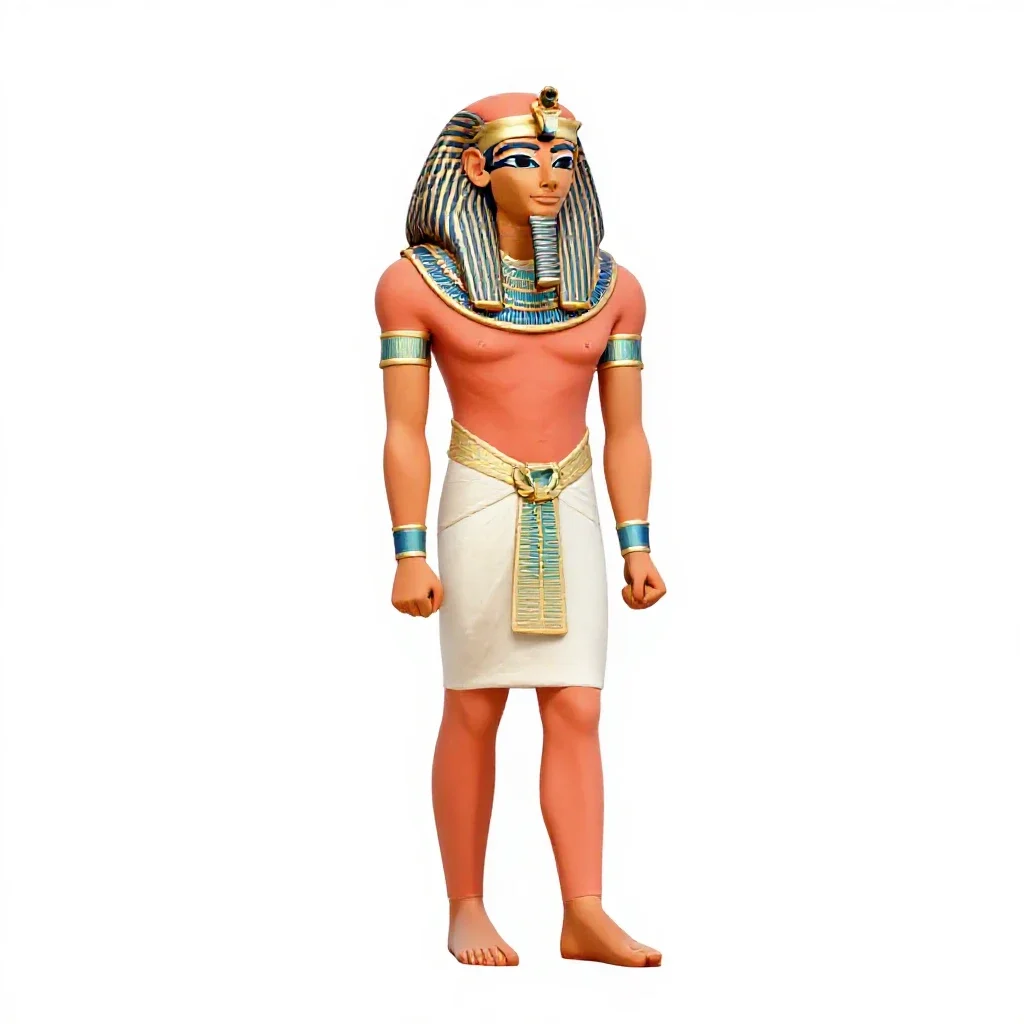 Egyptian scribe with a papyrus isolated on a white background