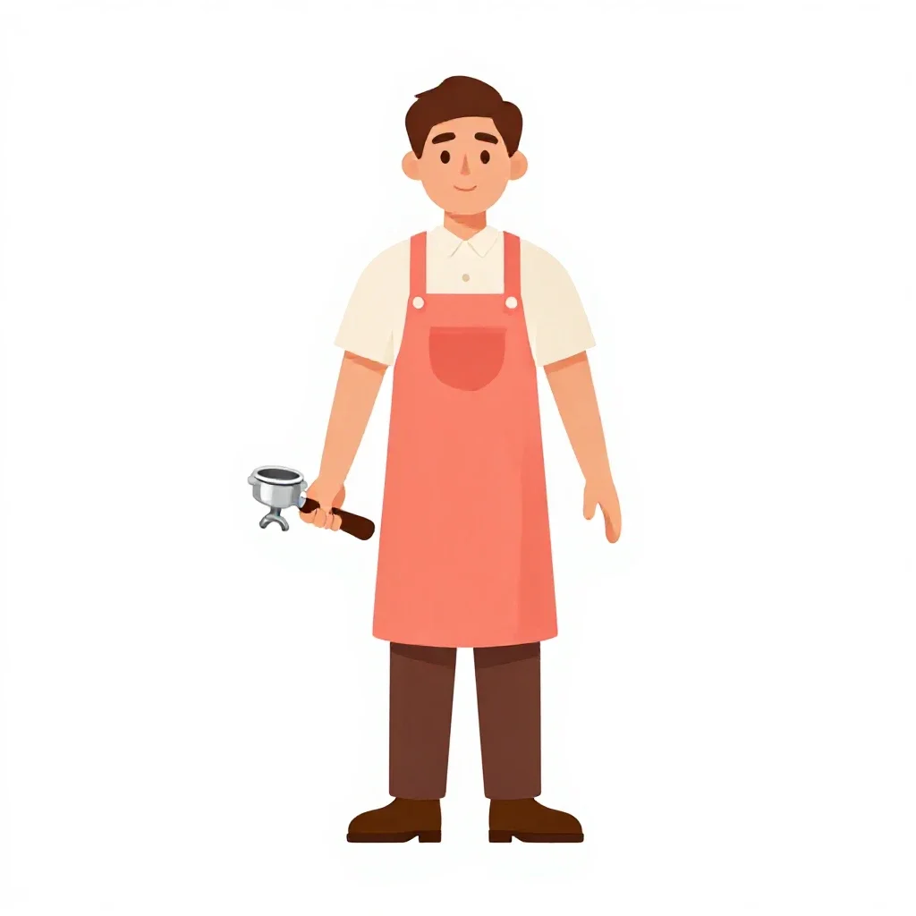 Barista with a portafilter isolated on a white background