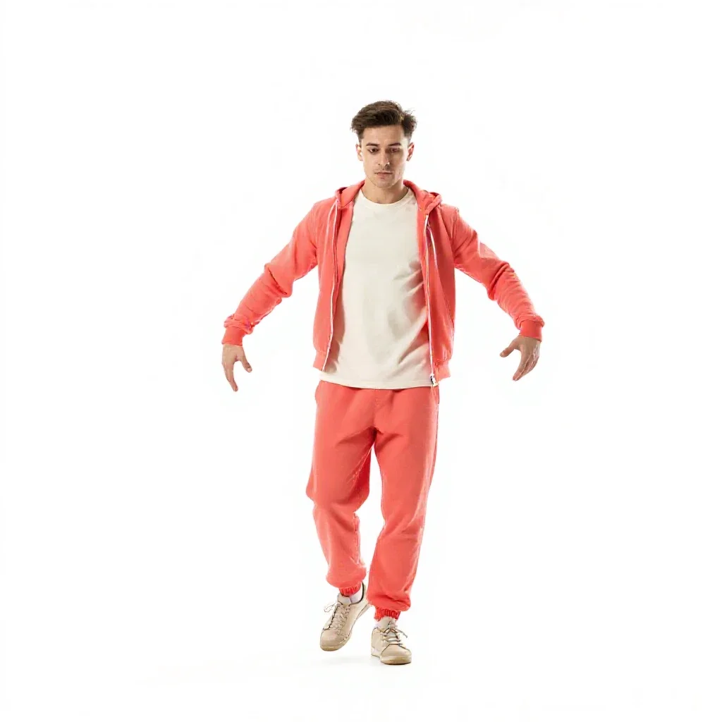 Breakdancer freezing a pose isolated on a white background