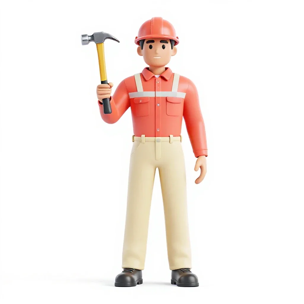 Field geologist with a rock hammer isolated on a white background