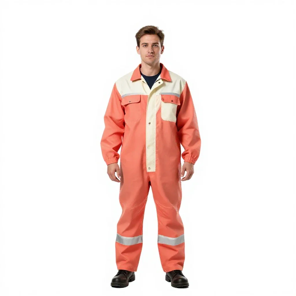Lighthouse keeper in oilskins isolated on a white background