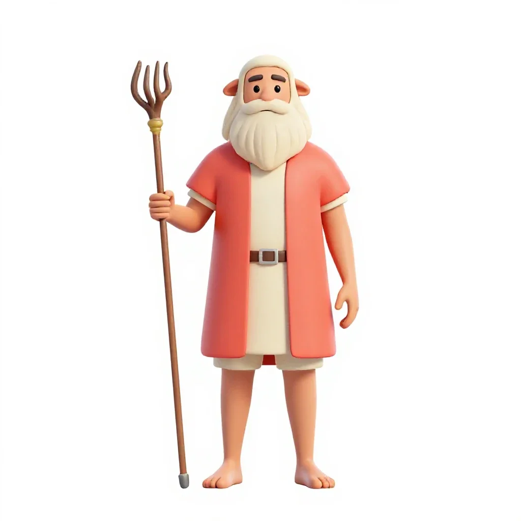 Shepherd with a crook isolated on a white background
