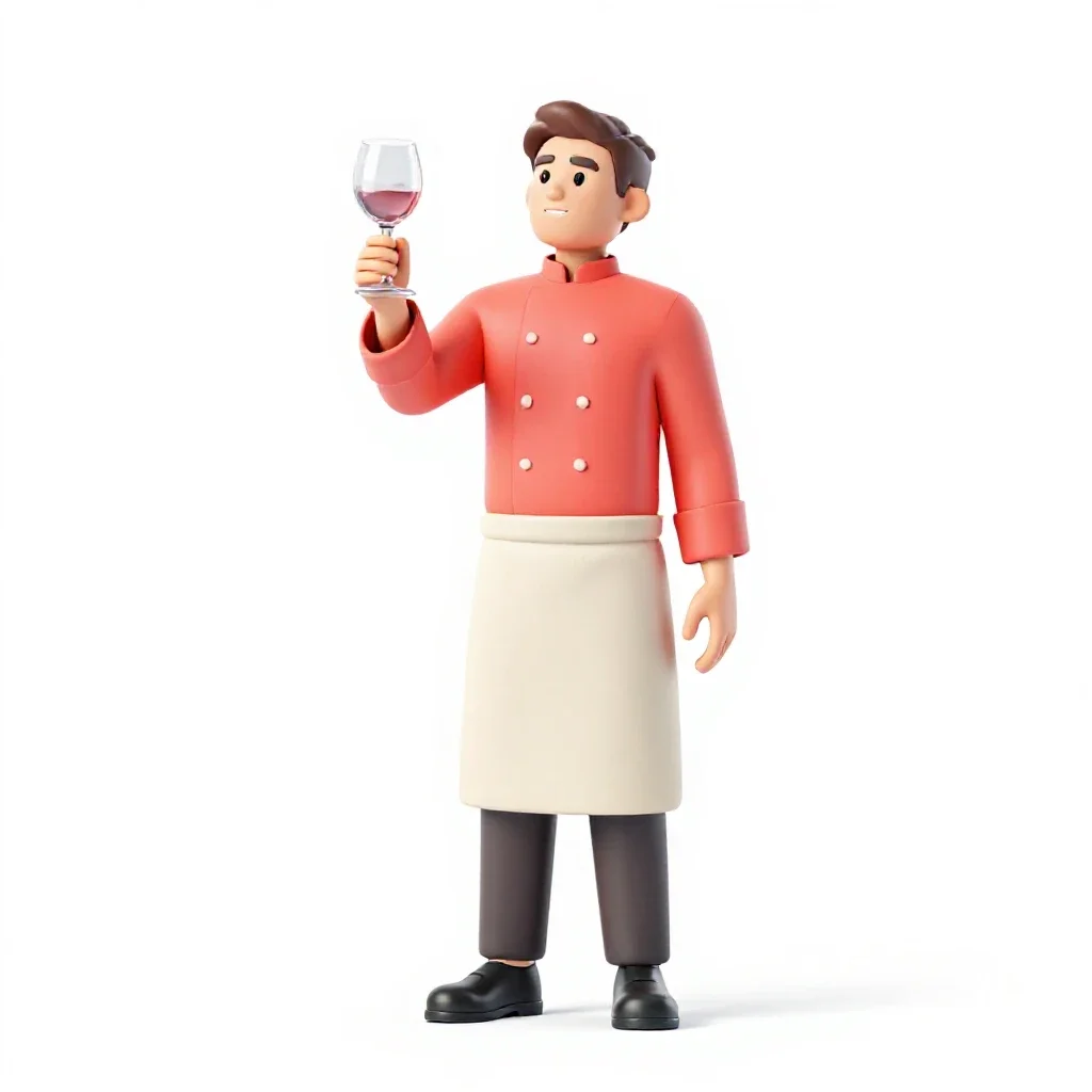 Sommelier examining a glass isolated on a white background