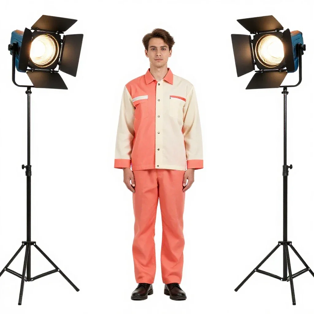 Stage lighting technician isolated on a white background