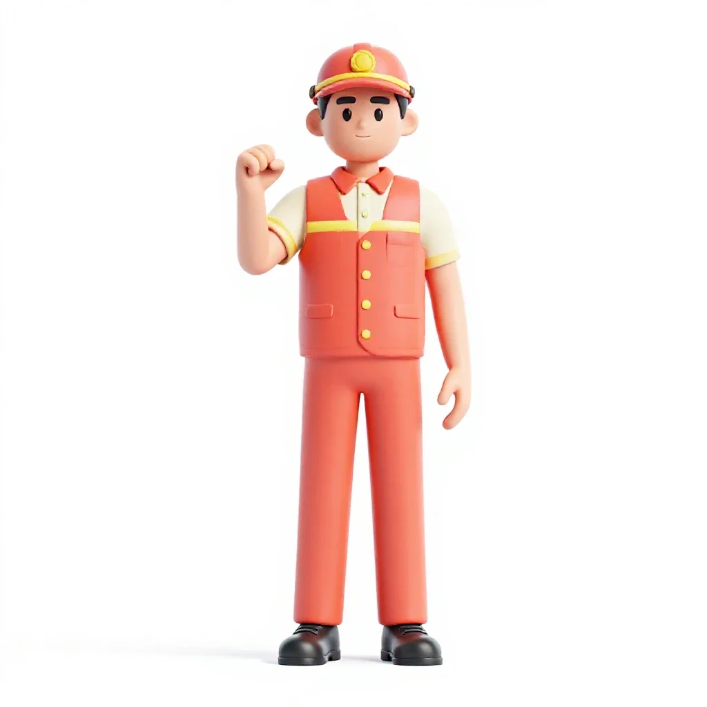 Train conductor with a punch isolated on a white background