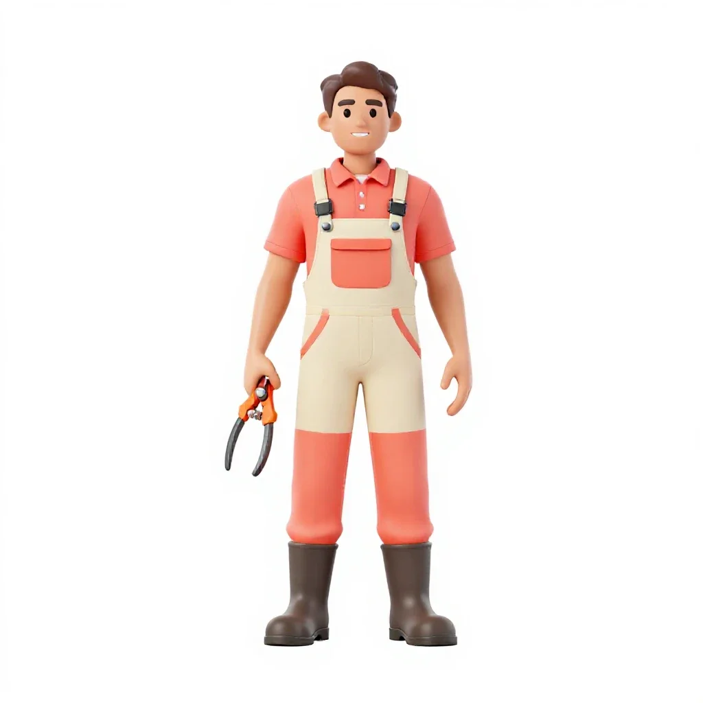 Vineyard worker with secateurs isolated on a white background