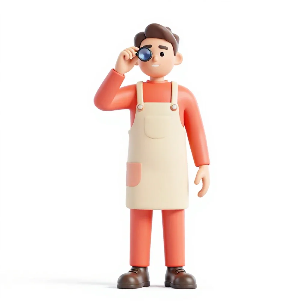 Watchmaker with a loupe isolated on a white background