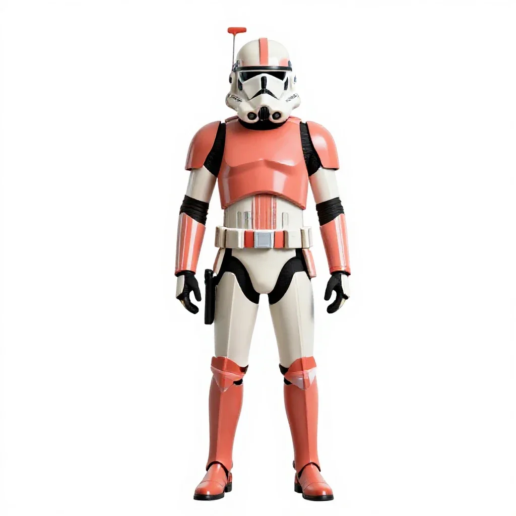 Clone trooper without a helmet isolated on a white background
