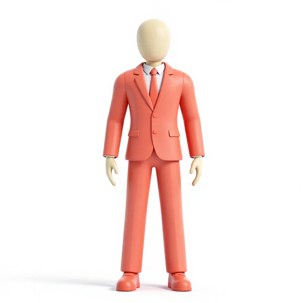 Corporate fixer in tailored synthetics isolated on a white background