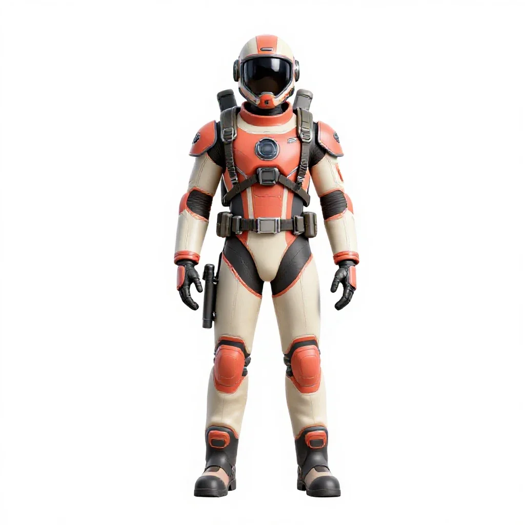 Mech pilot in a flight harness isolated on a white background
