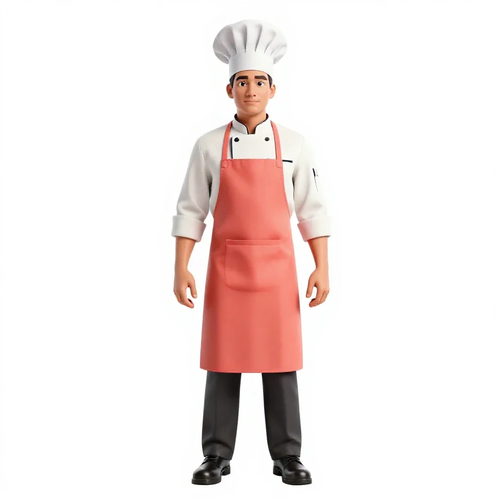 Starship cook in a galley apron isolated on a white background