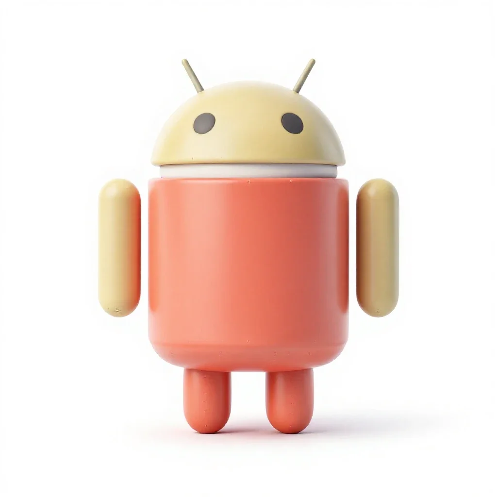 Android with visible seams isolated on a white background
