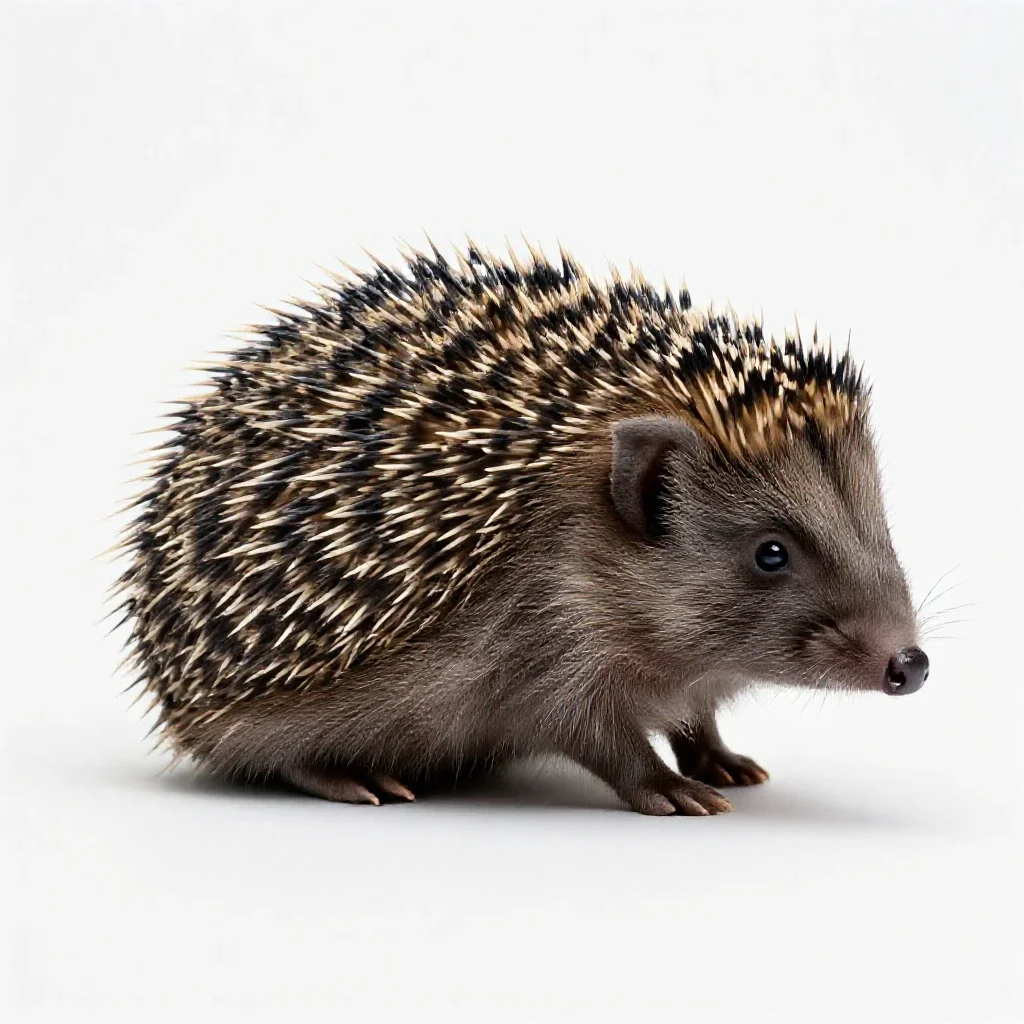 Hedgehog curled up isolated on a white background