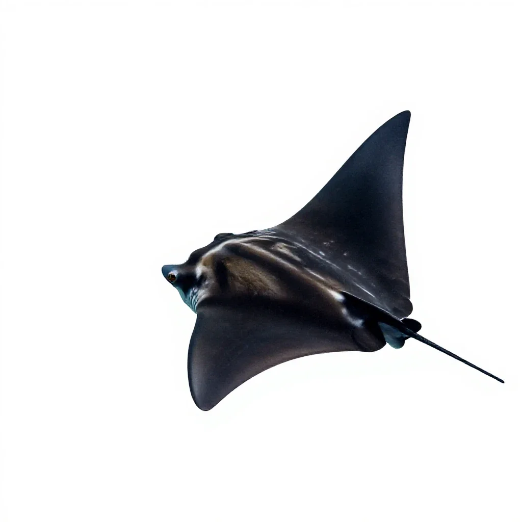Manta ray gliding isolated on a white background