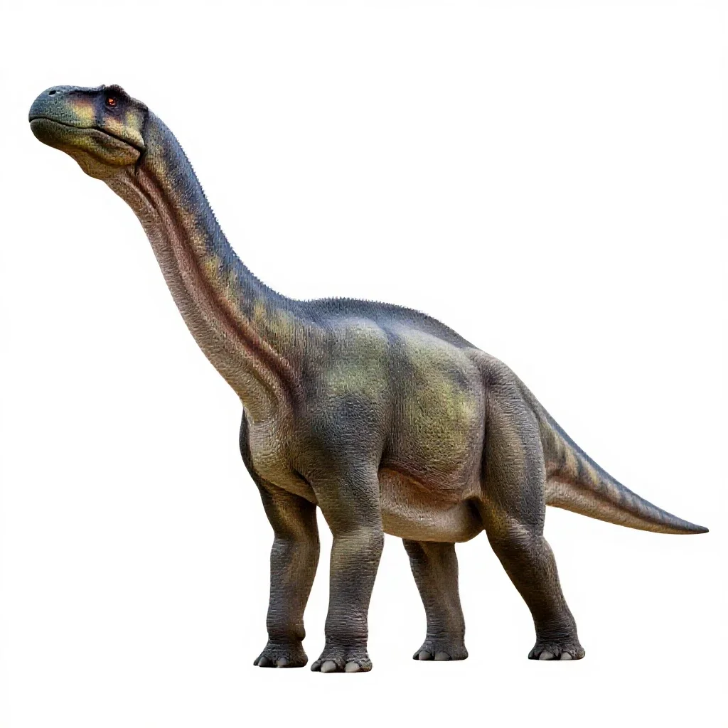 Brachiosaurus reaching upward isolated on a white background