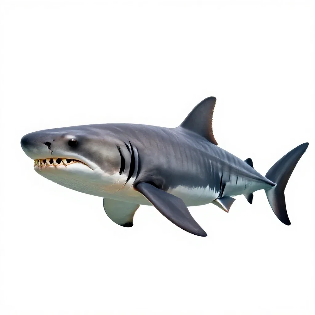 Megalodon jaw isolated on a white background